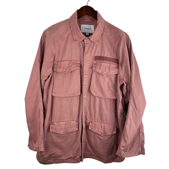 Pistola | Briana Mauve Pink Snap Front Canvas Utility Shirt Jacket - Picture 1 of 9